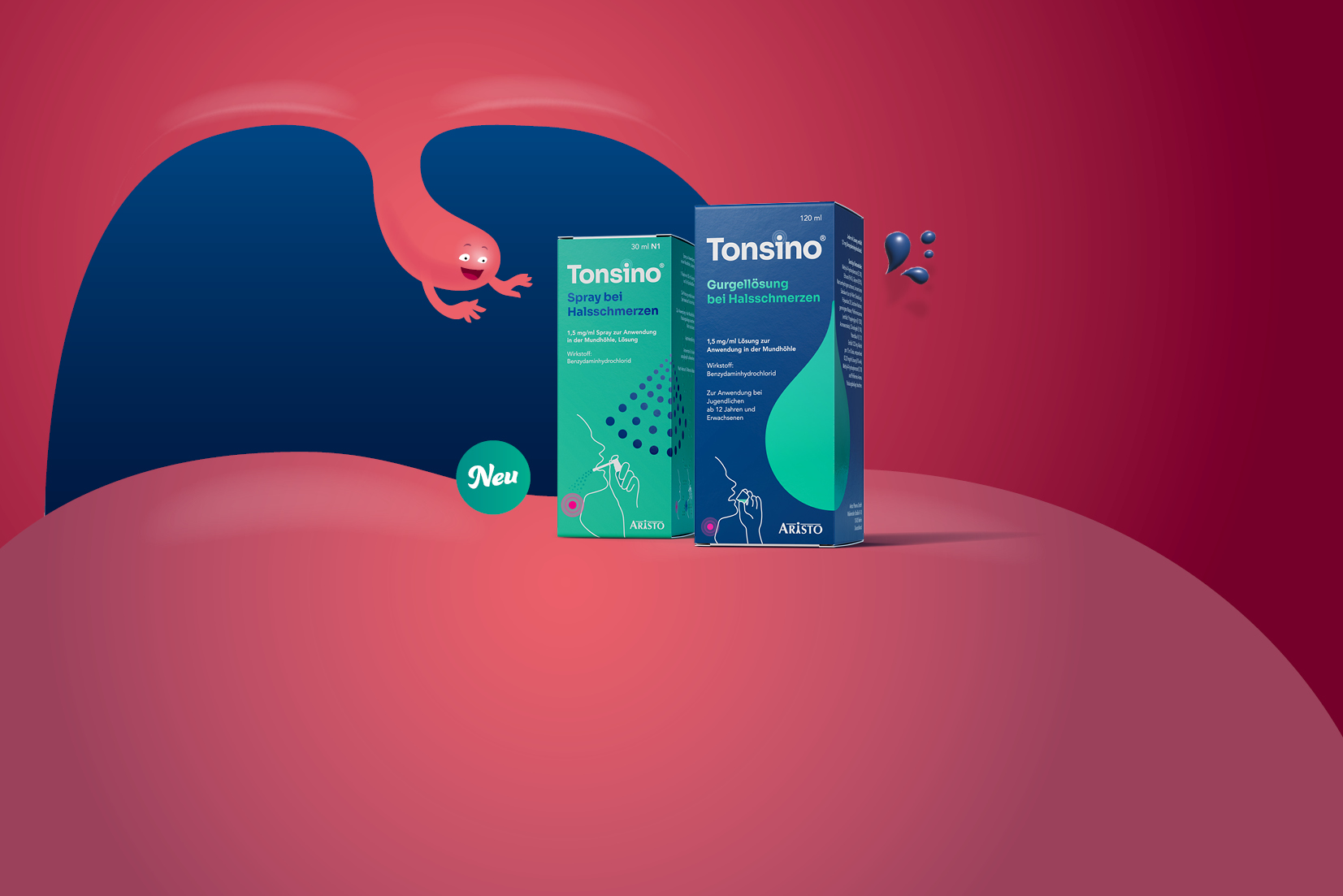 Tonsino® bei Halsschmerzen Anzeige mit Packshot