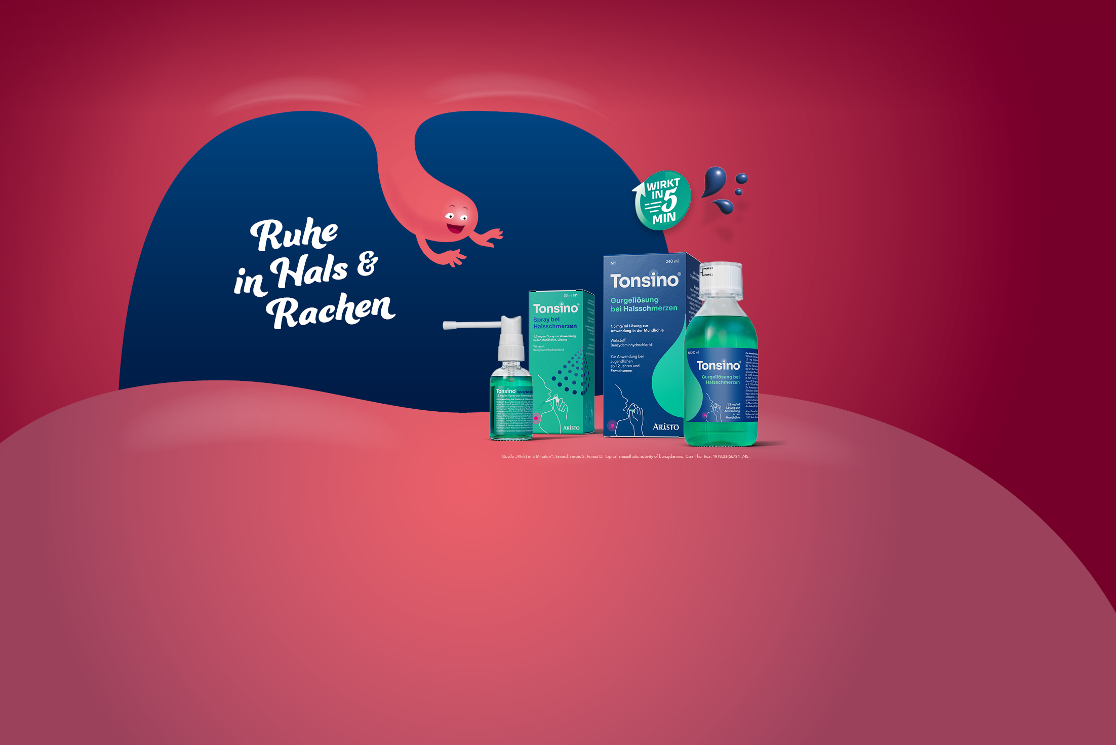 Tonsino® bei Halsschmerzen Anzeige mit Packshot